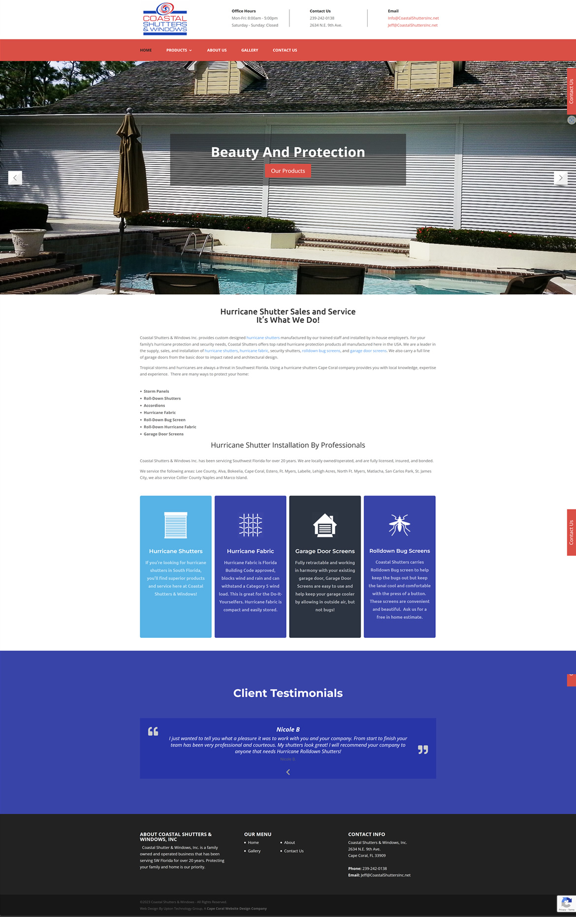 Cape Coral Website Design for Coastal Shutters